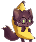 Kawaii cat with glasses and a banana
